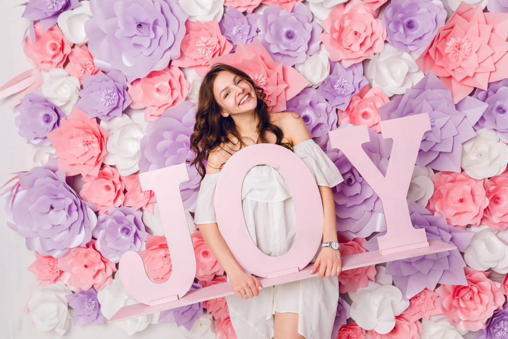 photocall flores de papel Anima'ns Animación infantil para eventos, bodas, comuniones...